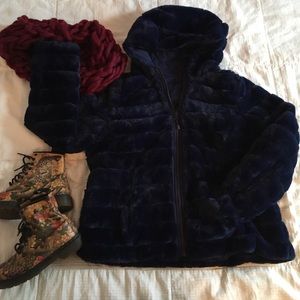 Blue Faux-Fur Coat